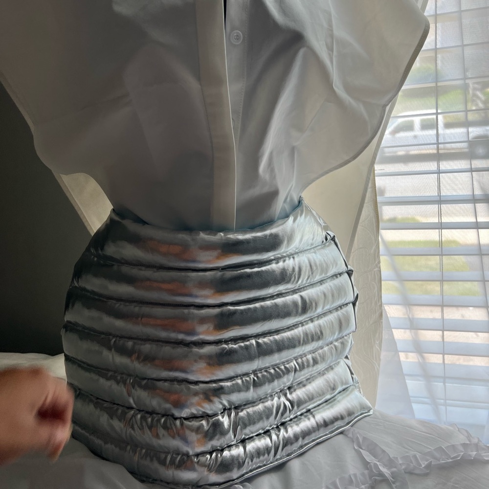 Silver metallic puff skirt